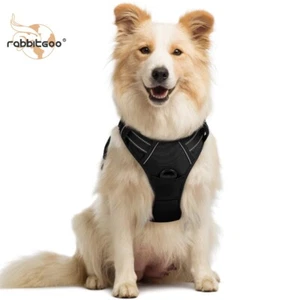 rabbitgoo Dog Pet Harness No-Pull Pet Control Adjustable Reflective Collar Black - Picture 1 of 14