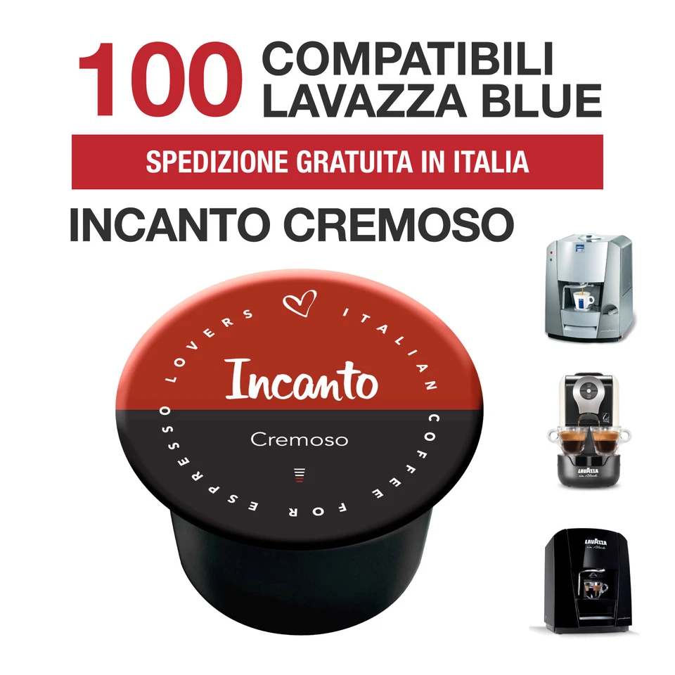 100 Capsule caffè Incanto Cremoso Italian Coffee compatibili Lavazza Blue