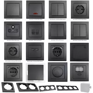 "Flair" Anthrazit Steckdosen Serie Taster Schalter USB RJ45 Steckdose LED Dimmer - Bild 1 von 38