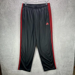 Adidas Track Pants Mens Large Black Red 3 Stripe Soccer Gym Active Straight - Picture 1 of 14
