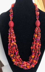 Halskette in Rot, Orange, Pink. - Unikat! - Bild 1 von 9