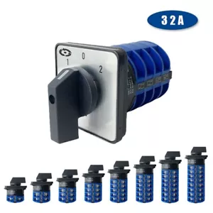 Changeover Cam Switch 2/3 Positions Rotary Selector 32A Silver Contact 1-8 Poles - Picture 1 of 13