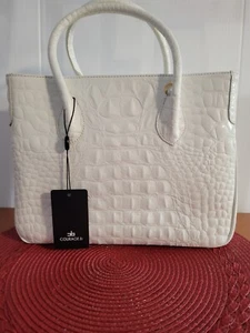 COURAGE B White Embossed Crocodile Leather Handbag/Shoulder Bag - Picture 1 of 6