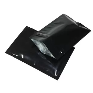 100/500 Glossy Black Smell Proof Mylar Foil Bags Resealable Zipper Seal Pouch - Picture 1 of 10