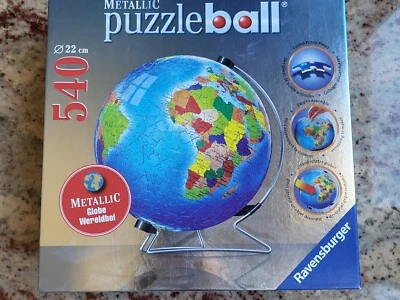 Metallic Puzzleball Globe Ravensburger Puzzle Ball 540 Pieces  Ø 22cm 3D Earth - Image 1 of 4