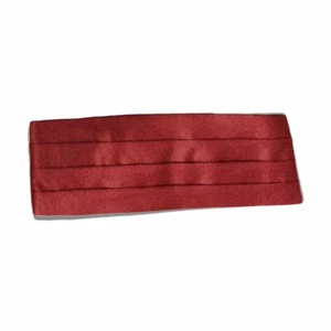 Mens Satin-Look Pleated Cummerbund Burgundy - Picture 1 of 1