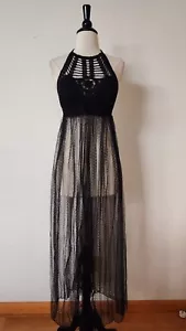 Urban Outfitters Dress New Size Medium Black Mesh Crochet Sheer Swim Cover Up - Picture 1 of 11