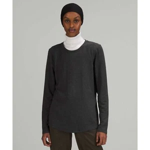 Lululemon Ever Ready Long Sleeve Shirt Top Heathered Black New Size 6 - Picture 1 of 6