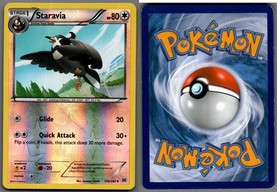 2015 Pokemon, XY BREAKthrough, #126/162 Staravia, Reverse Holo Uncommon - Image 1 of 1