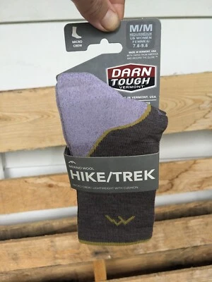 Darn Tough Woman's Merino Wool Hike/Trek Micro Crew Lightweight w Cushion Sz Med - Image 1 of 4