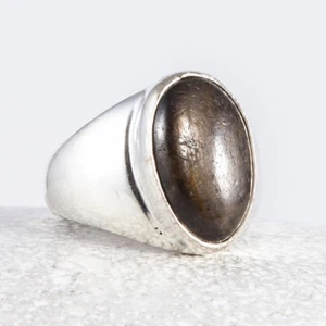 Wunderschöner Silberring, schimmernder Hypersthen, Siegel, Cabochon, Gr. 59 - Bild 1 von 4