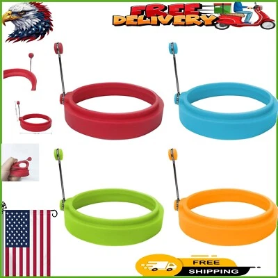 Multicolor Silicone Egg Ring Molds - Dishwasher Safe, 4 Pack for Perfect Eggs Foto 1 de 4
