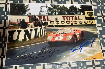 Carroll Shelby Signed & Dan Gurney Signed Ford GT MK IV #1 LeMans Photo FORD!! - Image 1 of 4
