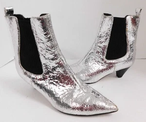 Botines Michele Lopriore de cuero agrietado plateado talla 37 - Imagen 1 de 8