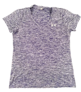 UNDER ARMOUR Heat Gear Short Sleeve V-Neck T-Shirt (Women's Size S) in Purple - Picture 1 of 4