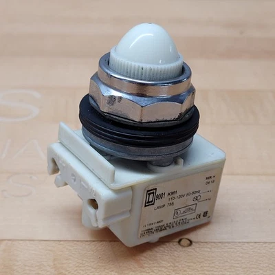 Square D 9001 KM1LW Pilot Light, 110-120V, 50-60Hz, White, Lamp 755 - USED - Image 1 of 4