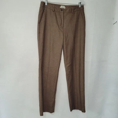 L.L.Bean Classic Fit Trousers Womens 10 Regular Brown Herringbone Cotton Lined - Image 1 of 4