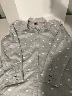 Talbots XL Women's Gray Animal Print Playful Career Collared Shirt - Image 1 of 4