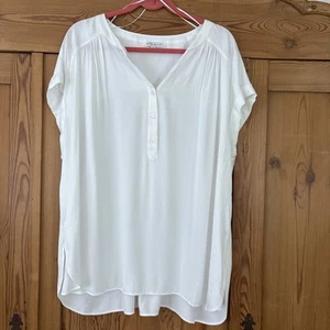 Rose & Olive Plus Size 1X Cap Cuffed Sleeve Henley Style White Tunic - Picture 1 of 6