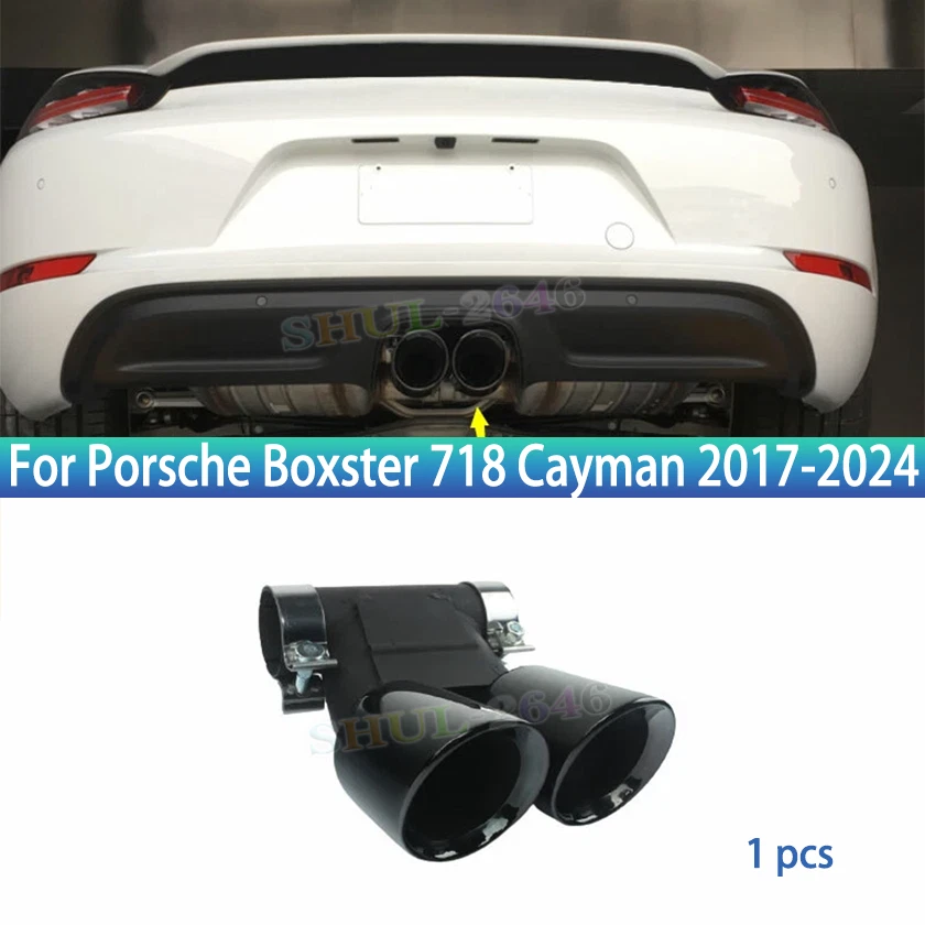 Tubo de escape trasero negro para Porsche Boxster 718 Cayman 2017-2024 Foto 1 de 4