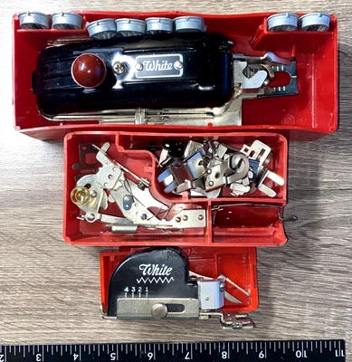 VTG Greist Zigzagger Buttonholer Ruffler Feet Guides Hemmers Sewing Attachments - Image 1 of 4