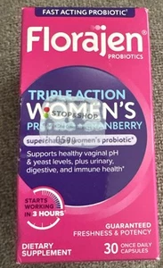 Florajen Triple Action Womens Probiotic 30 Capsules Expires: 09/2026 - Picture 1 of 3