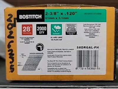 Bostitch 2-3/8-in x .120-in 28 grados anillo galvanizado clavos de marco intercalados Foto 1 de 3