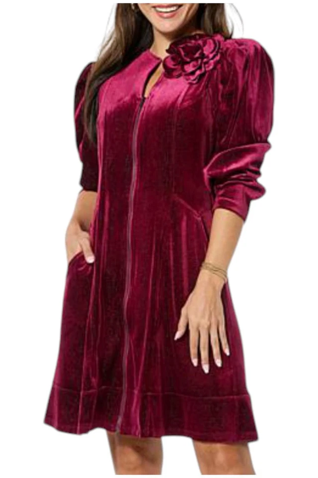 C Wonder by Christian Siriano Women's Seamed Velvet Midi Dress Merlot - Image 1 of 1