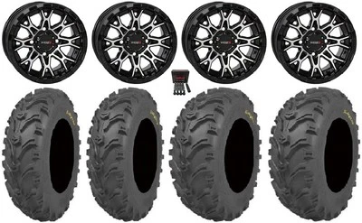 System 3 ST-6 12" Wheels Black 26" Bear Claw Tires Kawasaki Brute Force IRS - Image 1 of 4