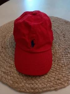 Polo Ralph Lauren Toddler's Red Twill 9-24 Months Ball Cap Hat Elastic Strap - Picture 1 of 8