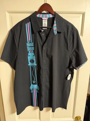 Disney Parks The Haunted Mansion Mens Button Shirt Adult XL Black Blue 2023 NWT Foto 1 de 4