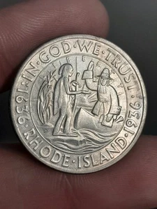 1936-D Rhode Island Commemorative Half Dollar #5 - Picture 1 of 4