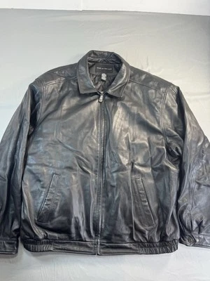 Chaqueta de Cuero Croft Barrow Para Hombres XXLT 2XL Negra Bombardero Cremallera Genuina Acolchada Forrada Foto 1 de 4