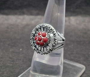 Elegante anillo de plata esterlina con piedras preciosas de rubí unisex joyería de moda - Imagen 1 de 7