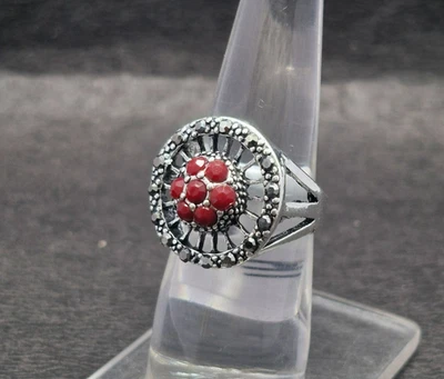 Handgefertigter Rubin Edelsteinring Aus Sterlingsilber Unisex Design Schmuck - Bild 1 von 4
