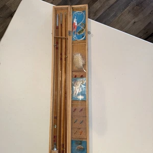 Vintage Vicki Bamboo Rod Fly Fishing Kit W/ Wooden Box ( Japan ) - Picture 1 of 6