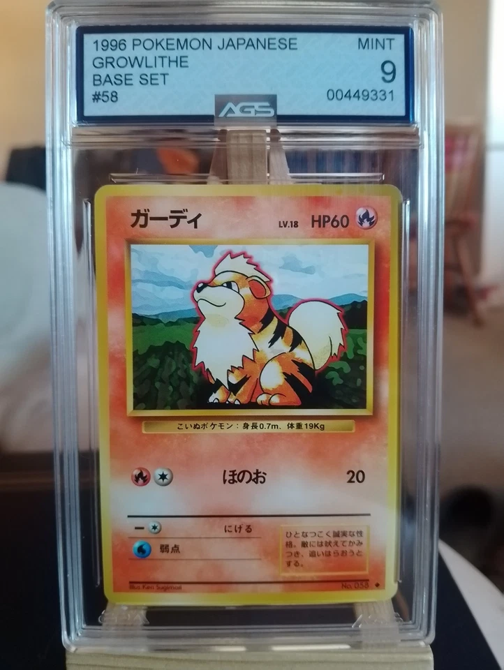PSA 9 Mint Growlithe No. 058 Uncommon 1996 Japanese Graded Base Set - Image 1 of 2
