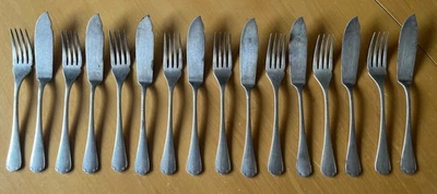 JUEGO DE PECES FRANCÉS CHRISTOFLE JAPONÉS CTF18 PARA 8 EN TOTAL 16 PIEZAS Foto 1 de 4