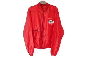 Vintage MARLBORO Alain Prost Jacket Full Zip light wear Size L red windbreaker - Picture 1 of 7
