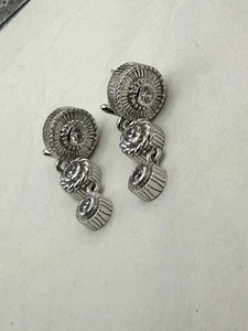 JUDITH RIPKA 925 Sterling Silver Round-Cut C Z Omega Back Dangle Earrings - Picture 1 of 6