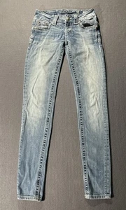 Miss Me Skinny Jeans Girls 24 (Fits 25x32 ) Blue Medium Wash Stretch *READ* - Picture 1 of 22