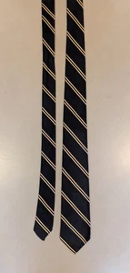 Corbata de seda muy vintage azul medianoche con rayas doradas estrecha 2,6 x 53" - Imagen 1 de 8