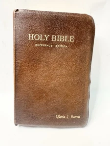 Holy Bible Reference Edition Indexed Brown Vintage Embossed 1972 Well Loved Pray - Picture 1 of 7