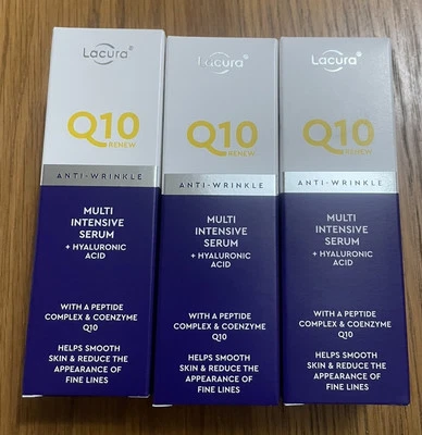 3 x Lacura Q10 Renew Anti Wrinkle Multi Intensive Serum + Hyaluronic Acid, ALDI