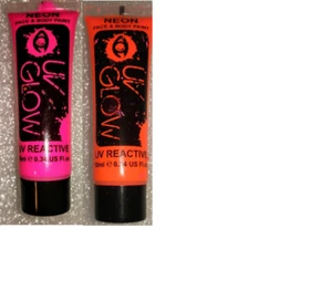  UV Glow Neon Face and Body Paint 6 TUBES OF PINK & 6 TUBES OF ORANGE - Picture 1 of 1