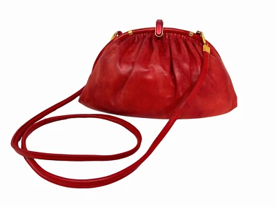 复古古驰柔软红色小牛皮手拿包 — 第 1/4 张图片