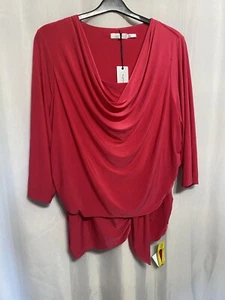 ;551 Nightingales Plus sz 30 Hot Pink Cowl Neck Top NWT DAMAGED - Picture 1 of 6