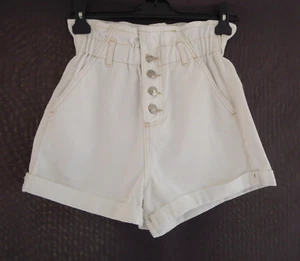 Topshop white paperbag / elasticated waist Shorts Size 6 - Picture 1 of 10