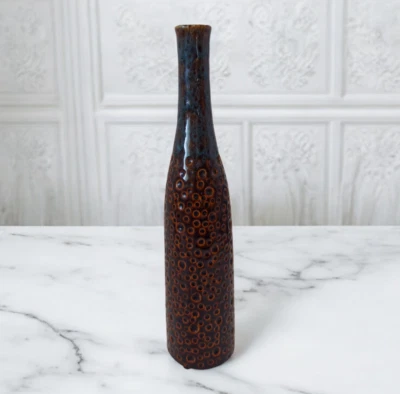 Jarrón de cerámica Pier 1 azul aguamarina bronce 14" de alto con hoyuelos texturizado decoración del hogar Foto 1 de 4