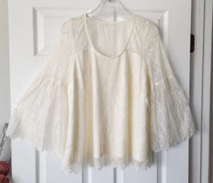$69 NWT Kensie Womens Ivory Mesh Lace Top Blouse Size M Medium - Picture 1 of 5